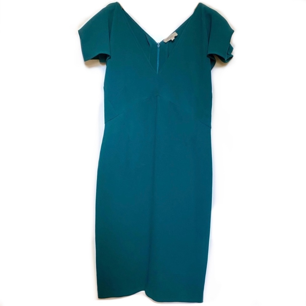 EUC Hoss Intropia Origami Sleeves Teal Dress, size 40 EU, 8 US